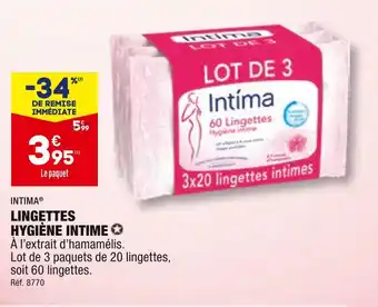 ALDI INTIMA LINGETTES HYGIÈNE INTIME offre