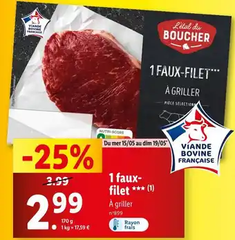 Lidl L'étal du BOUCHER 1 faux- filet offre