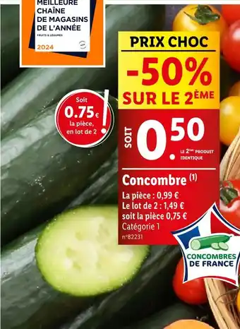 Lidl Concombre offre