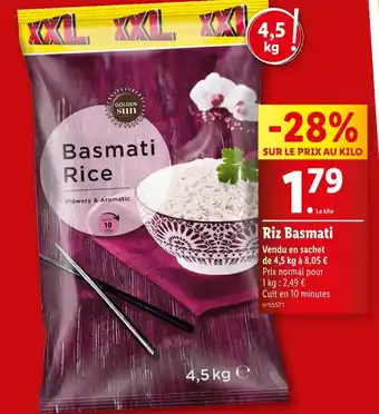 Lidl GOLDEN SUN Riz Basmati offre