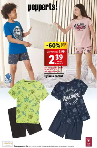 Lidl pepperts! Pyjama enfant offre