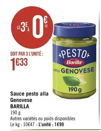 Casino Supermarchés Sauce pesto alla Genovese BARILLA offre