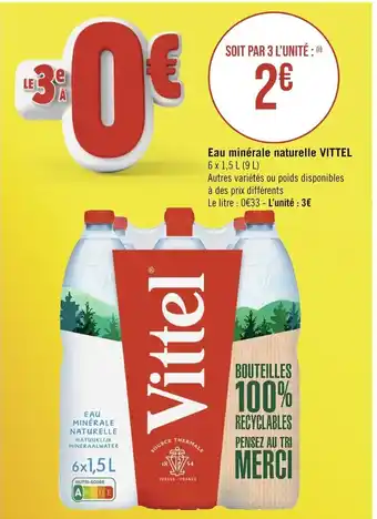 Casino Supermarchés Eau minérale naturelle VITTEL offre