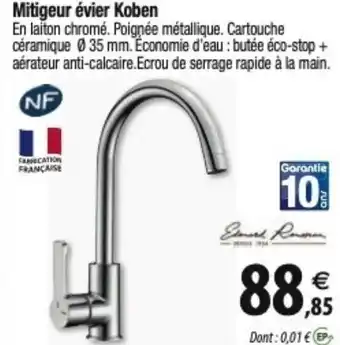 Tridôme Mitigeur évier Koben offre
