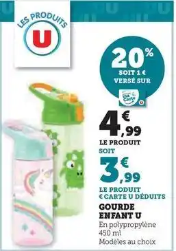 Super U U - gourde enfant offre
