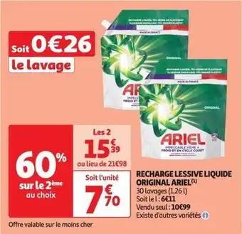 Auchan Supermarché Ariel - recharge lessive liquide original offre