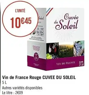 Casino Supermarchés Vin de France Rouge Cuvee du Soleil offre