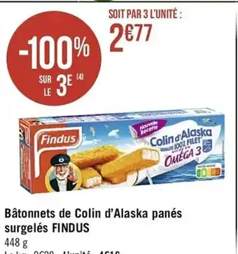 Bâtonnets de Colin d'Alaska panés surgelés Findus