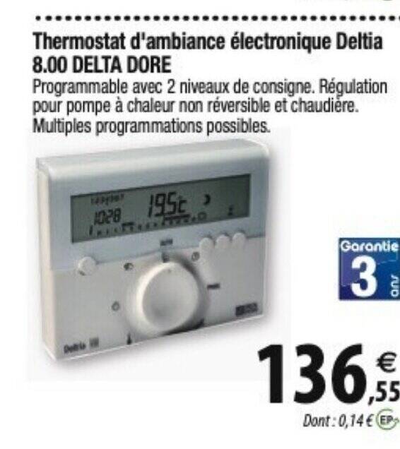 Promo Thermostat d'ambiance électronique Deltia 8.00 DELTA DORE chez