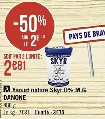 Casino Supermarchés Yaourt nature Skyr 0% M.G offre