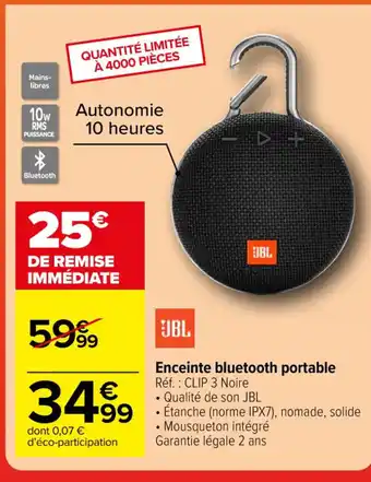 Carrefour Enceinte bluetooth portable offre