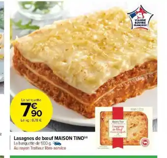 Carrefour Lasagnes de boeuf MAISON TINO offre