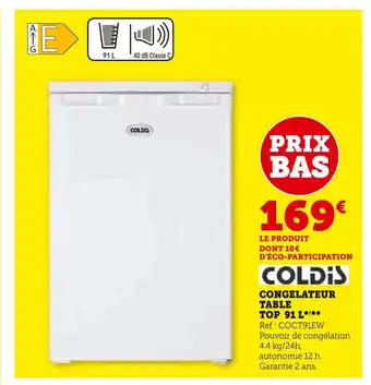 Super U COLDIS CONGELATEUR TABLE TOP 91 L offre