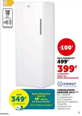 Super U INDESIT CONGELATEUR ARMOIRE 245 L offre