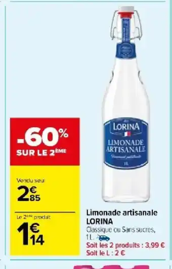 Carrefour Limonade artisanale LORINA offre