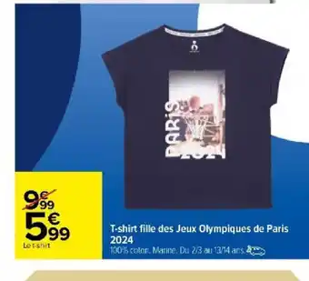 Carrefour T-shirt fille des Jeux Olympiques de Paris 2024 offre