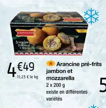 Cora Arancine pré-frits jambon et mozzarella offre