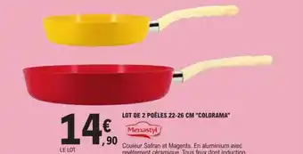 E.Leclerc LOT DE 2 POÊLES 22-26 CM "COLORAMA" offre