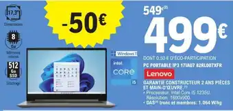 E.Leclerc PC PORTABLE IP3 171AU7 82RL007XFR offre