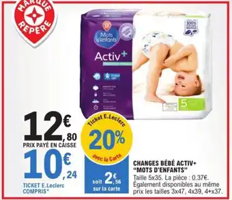 E.Leclerc CHANGES BÉBÉ ACTIV+ "MOTS D'ENFANTS" offre