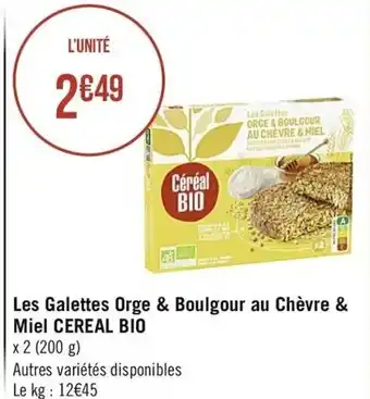 Les Galettes Orge & Boulgour au Chèvre & Miel Cereal Bio