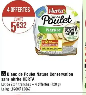 Casino Supermarchés Blanc de Poulet Nature Conservation sans nitrite offre