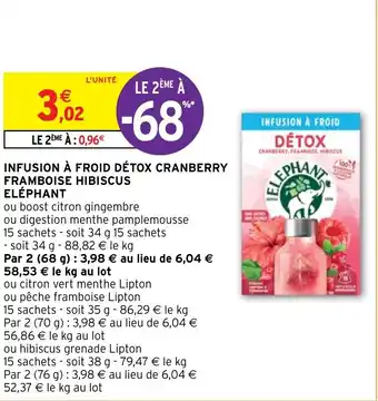 Intermarché INFUSION À FROID DÉTOX CRANBERRY FRAMBOISE HIBISCUS ELÉPHANT offre