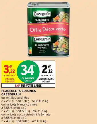 Intermarché FLAGEOLETS CUISINÉS CASSEGRAIN offre