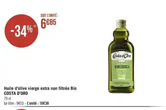 Casino Supermarchés Huile d'olive vierge extra non filtrée Bio offre