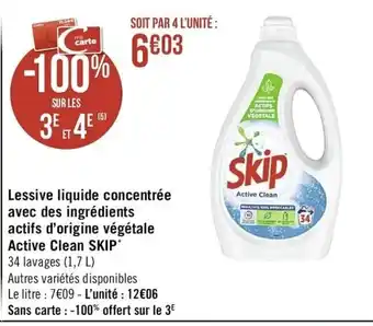 Casino Supermarchés Lessive liquide concentrée avec des ingrédients offre