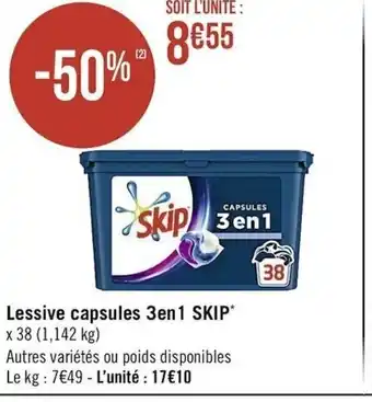 Casino Supermarchés Lessive capsules 3en1 Skip offre