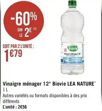 Casino Supermarchés Vinaigre ménager 12 Biovie Lea Nature offre