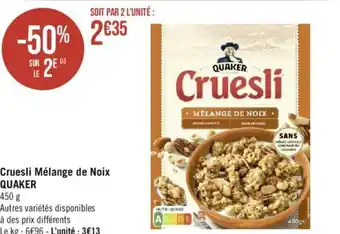 Géant Casino Cruesli Mélange de Noix QUAKER offre