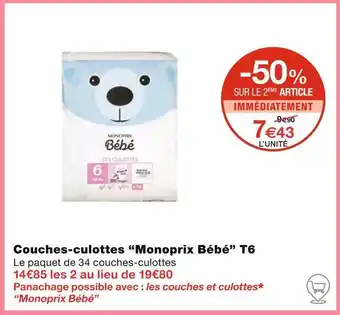 Monoprix Monoprix Bébé Couches-culottes T6 offre