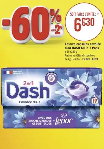 Géant Casino Lessive capsules envolée d'air DASH All in 1 Pods offre