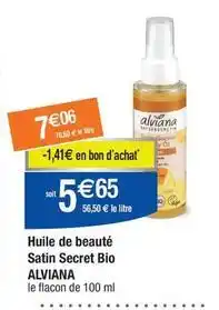 Migros Alviana - huile de beauté satin secret bio offre