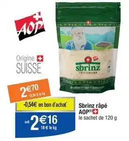 Migros Aop - sbrinz râpé offre