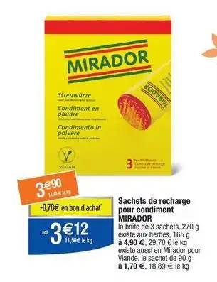 Migros Mirador - sachets de recharge pour condiment offre