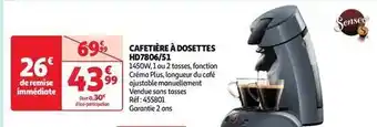 Auchan Senseo - cafetière a dosettes hd7806/51 offre