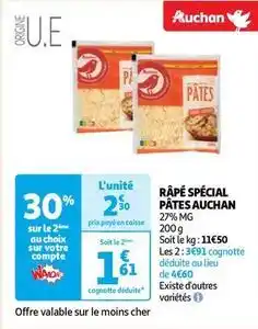 Auchan Supermarché Auchan - râpé spécial pâtes offre