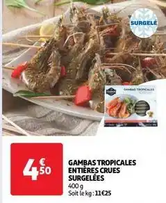 Auchan Supermarché Seafood - gambas tropicales entières crues surgelées offre