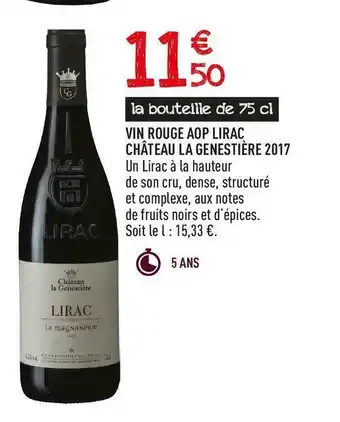 ChĂąteau la genestiĂšre vin rouge aop lirac 2017