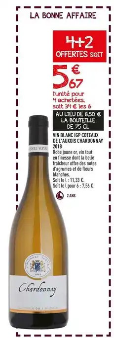 Frais d'ici Vin blanc igp coteaux de l'auxois chardonnay 2018 offre