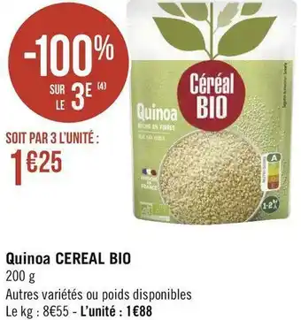 Géant Casino Cereal bio quinoa offre