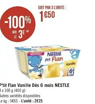Nestlé p’tit flan vanille dès 6 mois