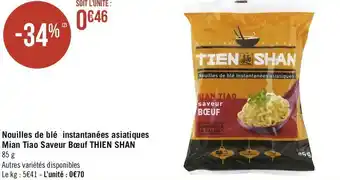 Géant Casino Thien shan nouilles de blé instantanées asiatiques mian tiao saveur bœuf offre