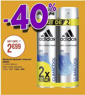 Géant Casino Adidas déodorant atomiseur climacool offre
