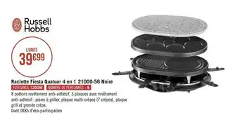 Géant Casino Russell hobbs raclette fiesta quatuor 4 en 1 21000-56 noire offre