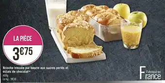 Brioche tressée pur beurre aux sucres perlés et éclats de chocolat