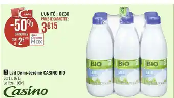 Géant Casino Casino bio lait demi-écrémé offre